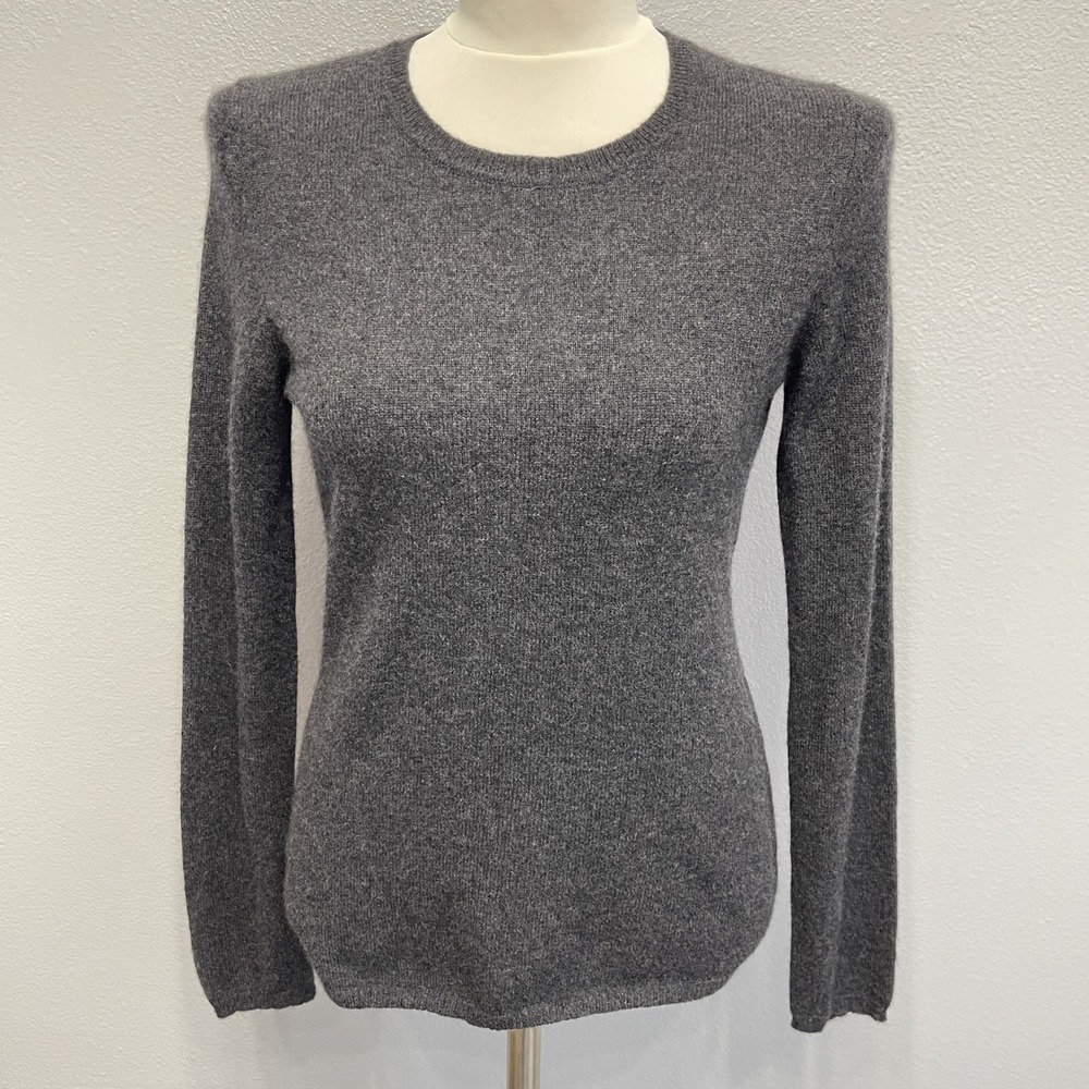 Lord & Taylor Crewneck Sweater Small Gray Purple‎ 100% Cashmere Long Sleeve